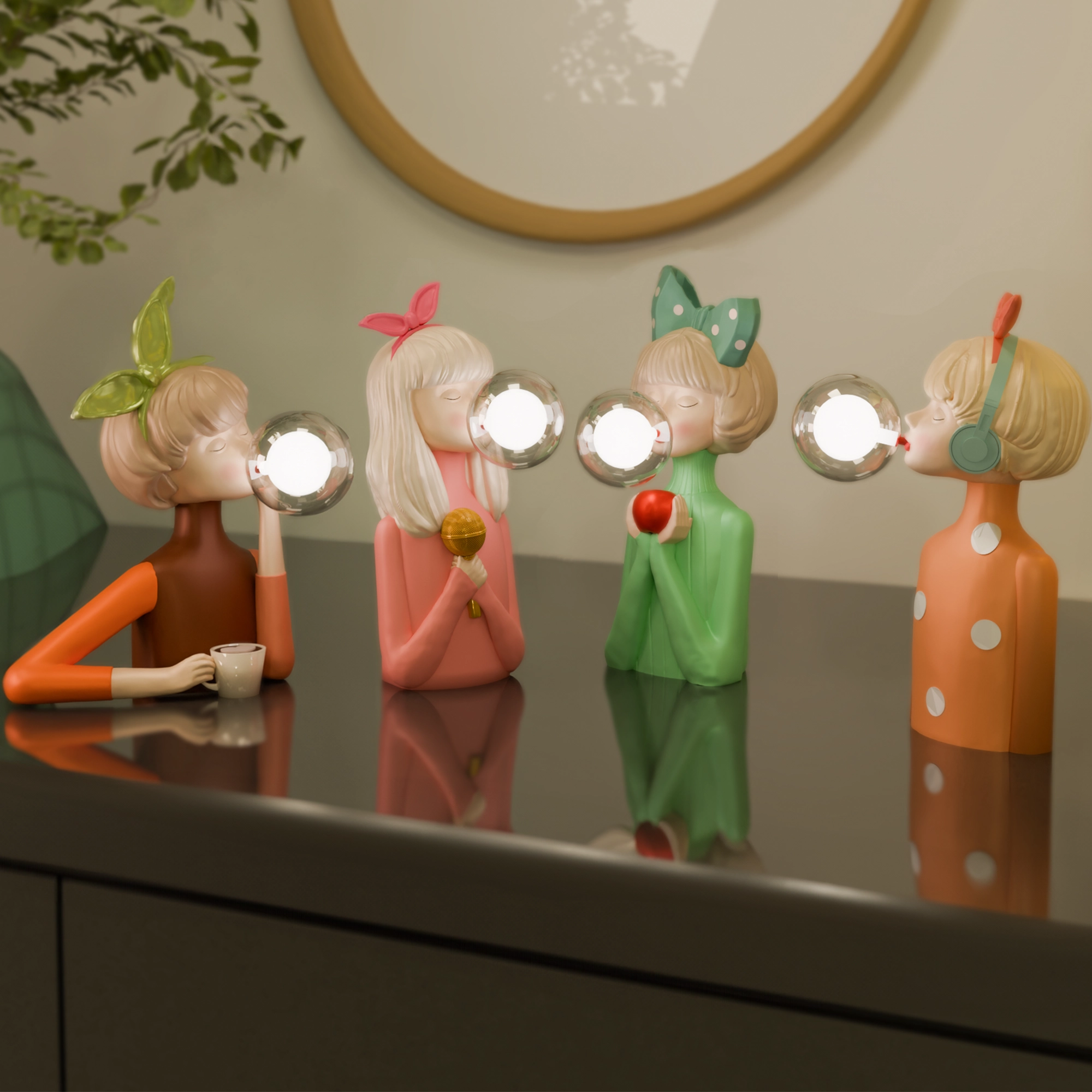 Vintage Bubble Girl Lamps