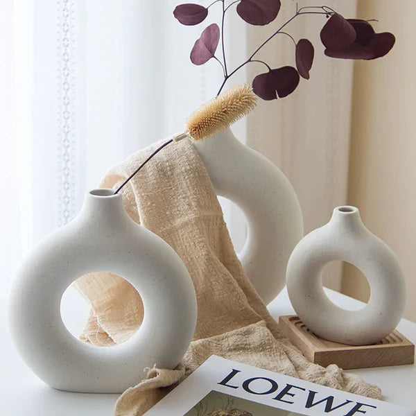 Nordic donut ceramic vase