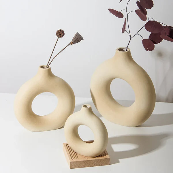 Nordic donut ceramic vase