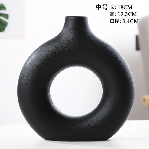 Nordic donut ceramic vase