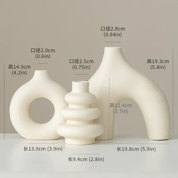 European ceramic vase set of 3