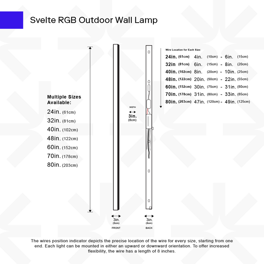 RGB Outdoor Lamp wall sconce 24 inches