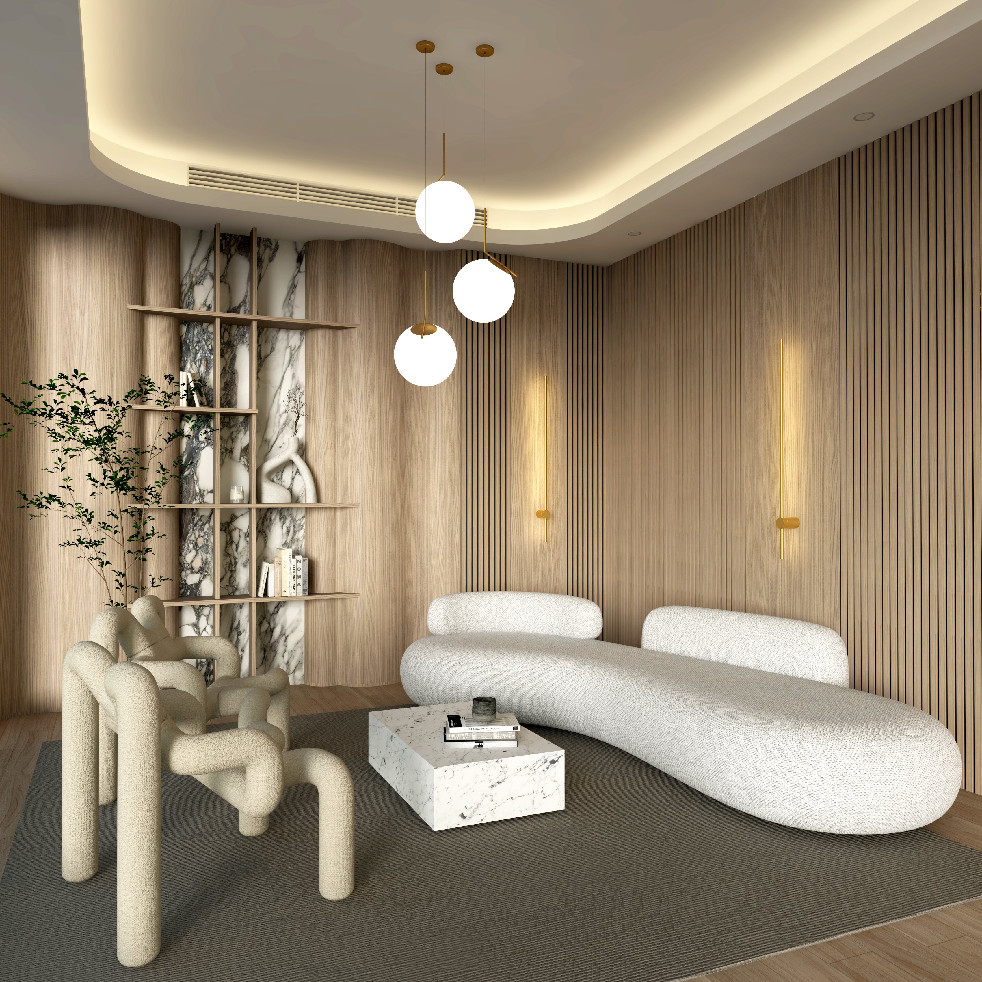 Minimalist modern wall sconce Gold & white